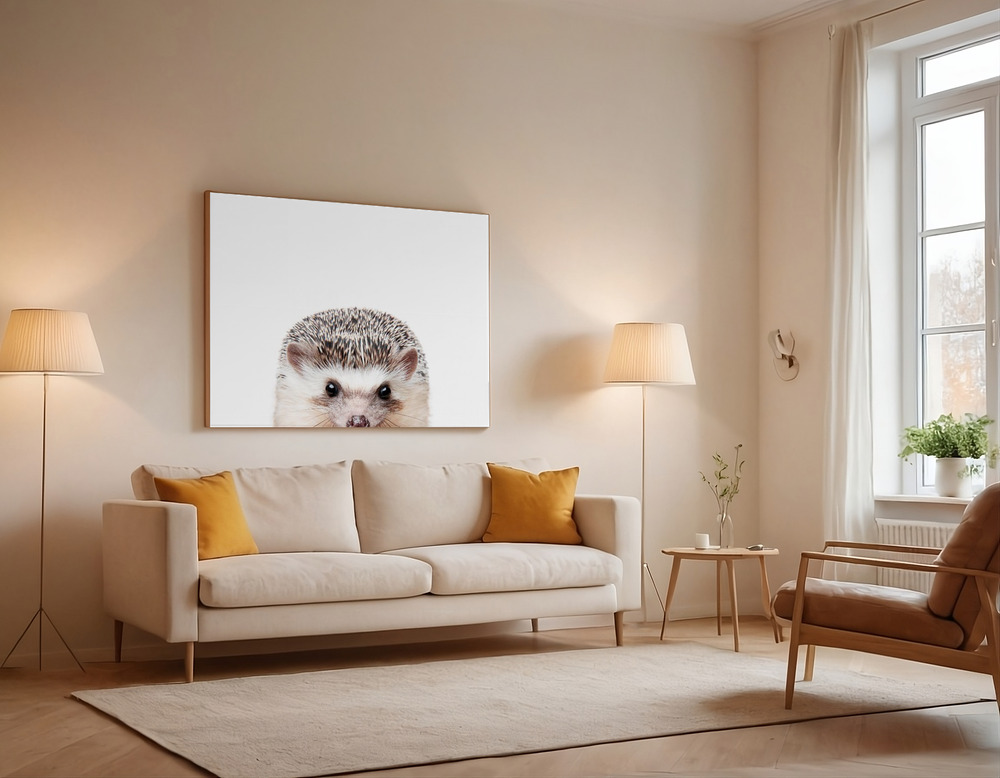 Canvas print - Peeking Hedgehog over the sofa