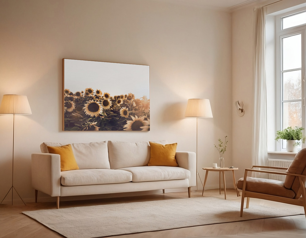 Canvas print - Sunflowers over the sofa
