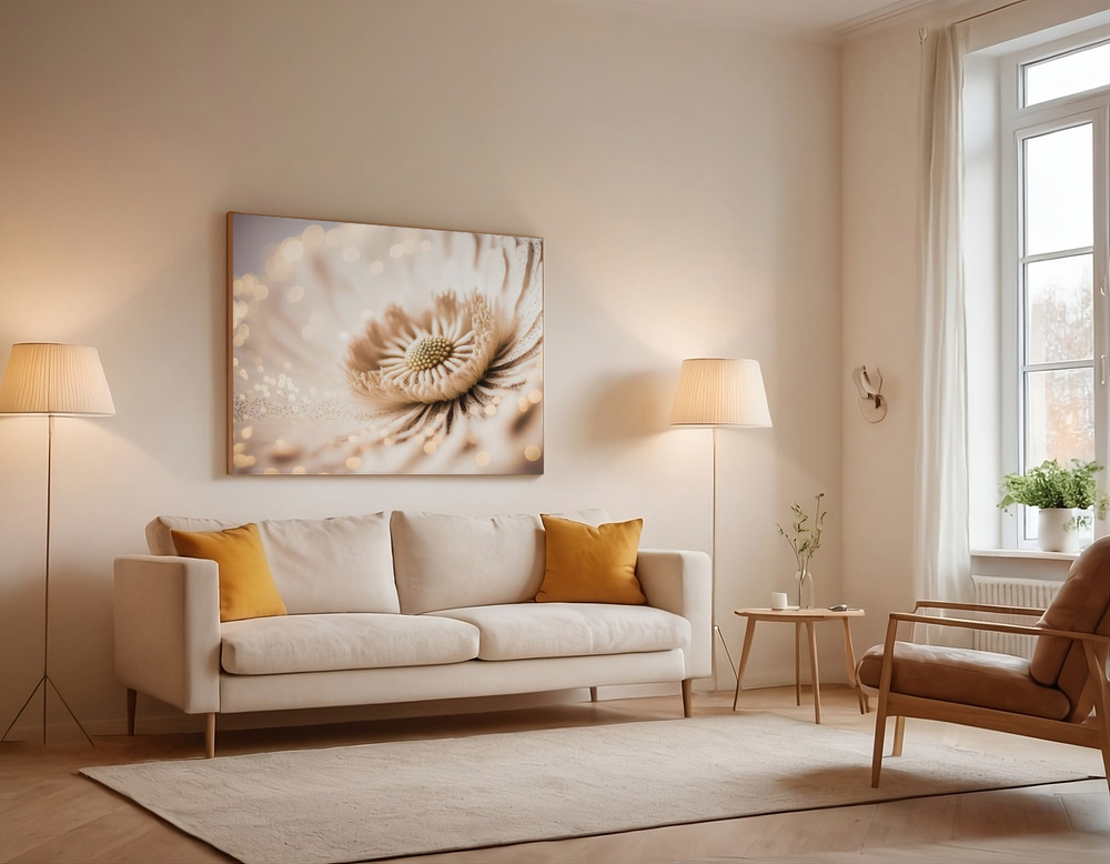 Canvas print - Beige Coral Flower over the sofa