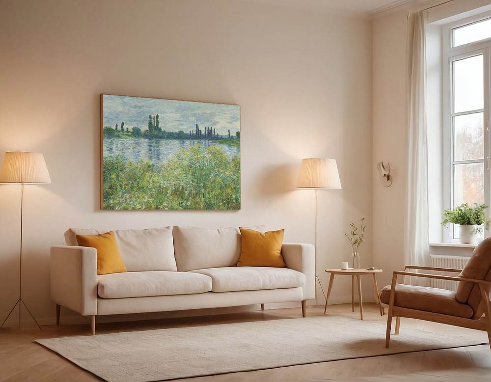 Canvas print - Banks Of The Seine over the sofa