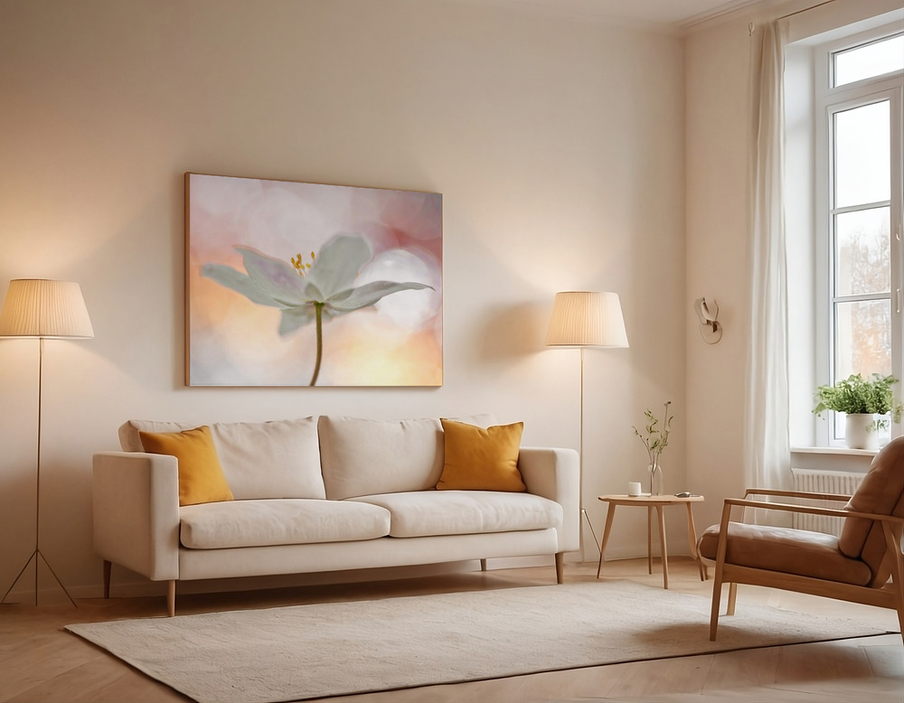 Canvas print - A Sip of Art over the sofa