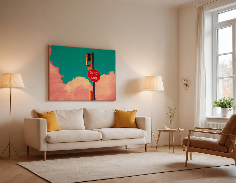 Canvas print - DO NOT STOP over the sofa