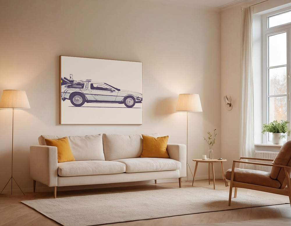 Canvas print - Delorean over the sofa