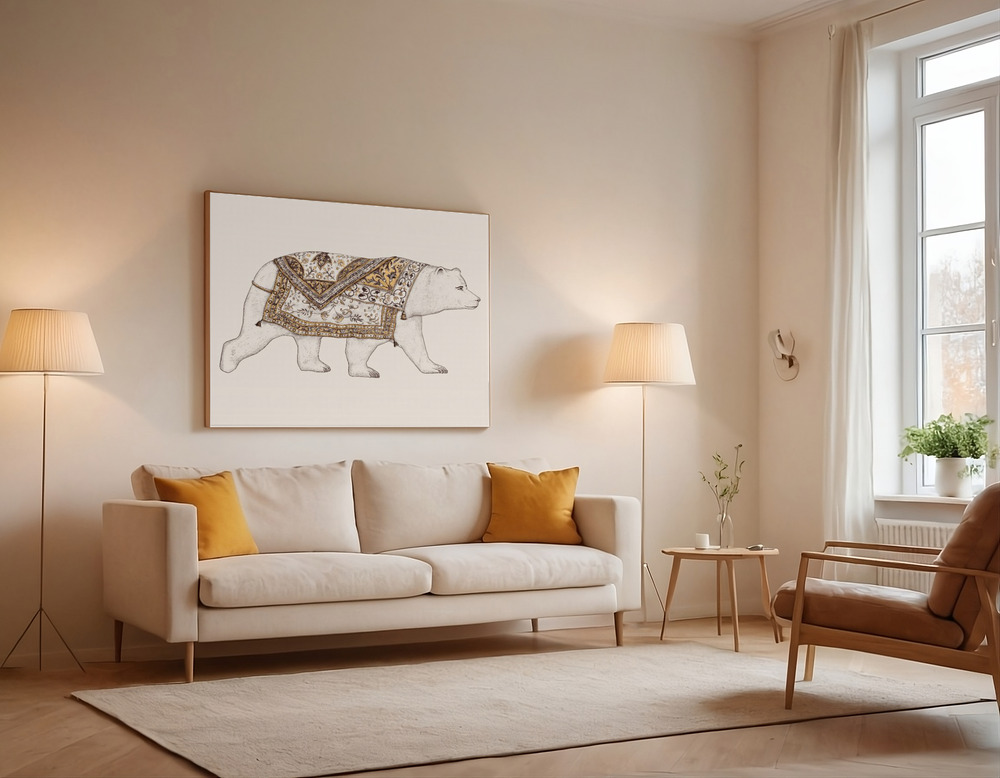 Canvas print - Ours Blanc over the sofa