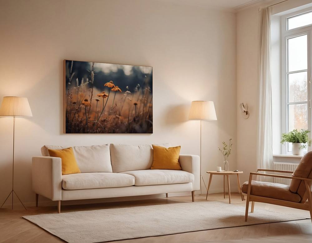 Canvas print - Orange Margarites over the sofa