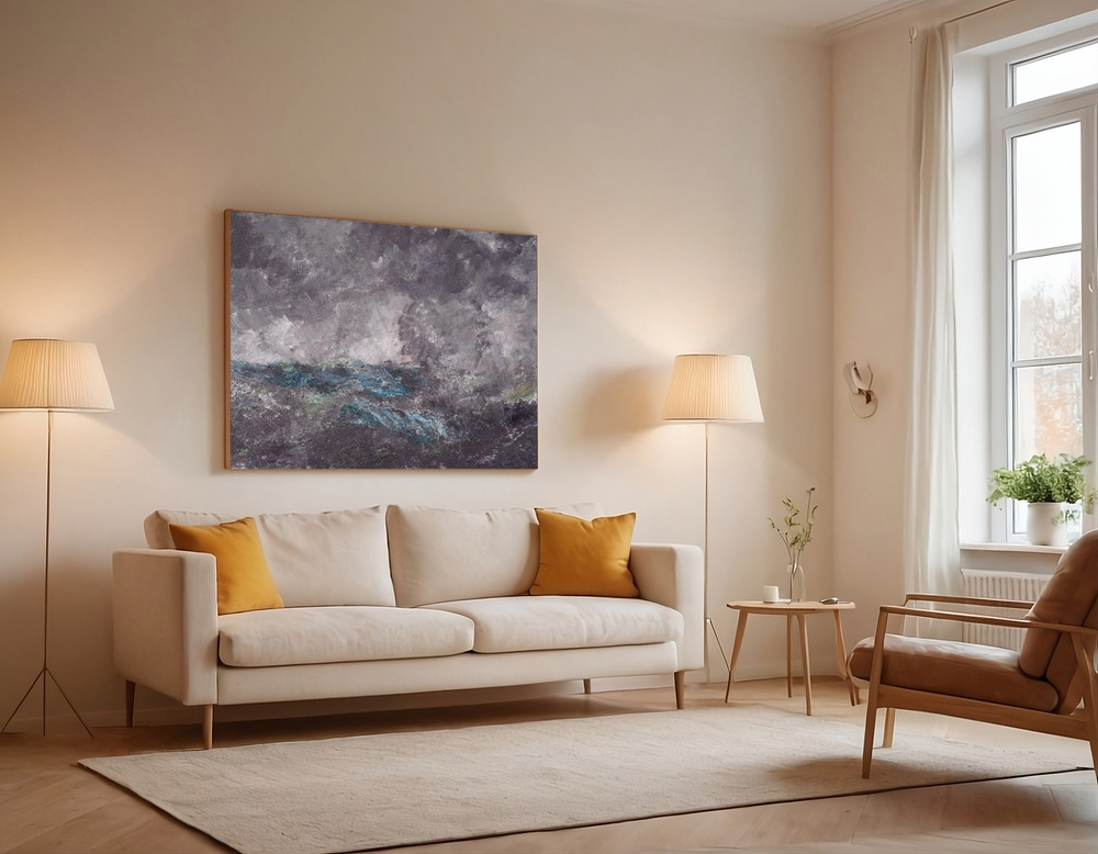 Canvas print - Storm In the Archipelago, Dalarö over the sofa