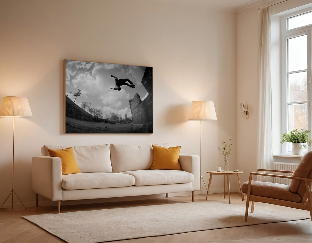 Canvas print - Jumper over the sofa