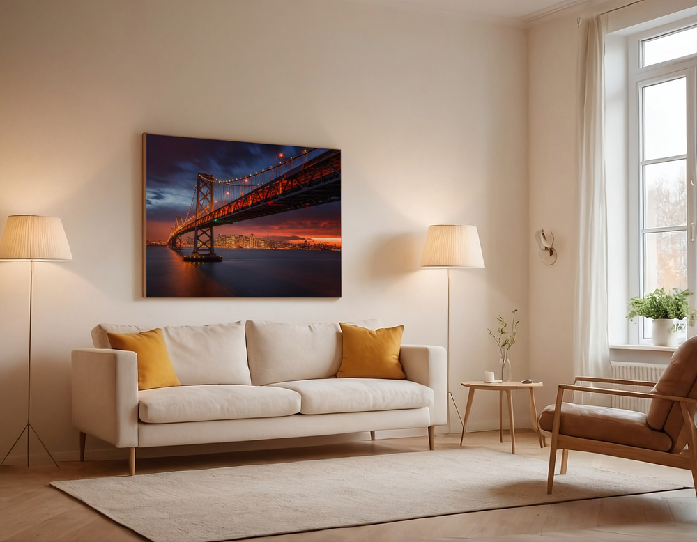 Stampe su tela - Fire over San Francisco over the sofa