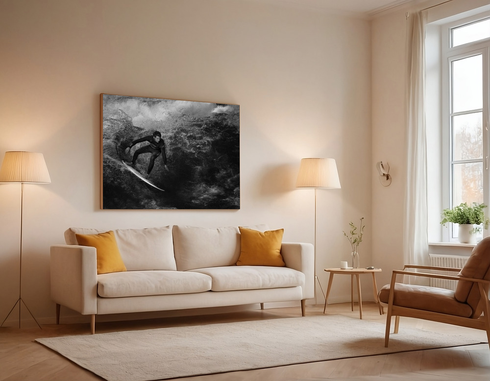Canvas print - Surfing to kingdom come over the sofa