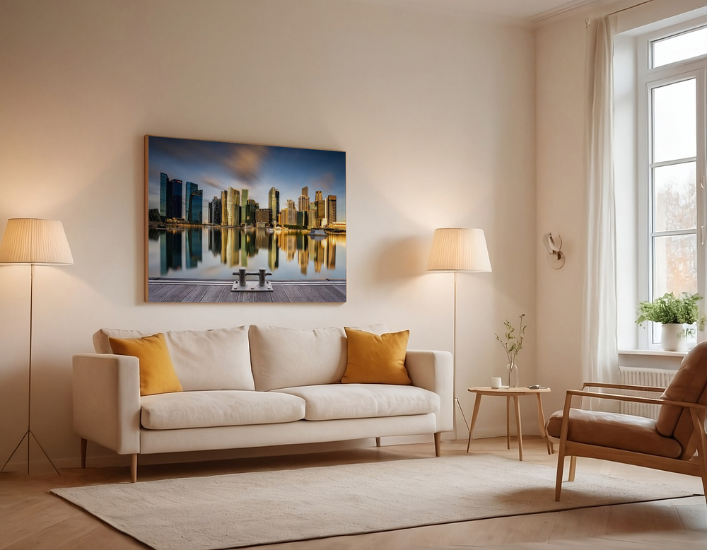 Canvas print - Golden Morning in SIngapore over the sofa