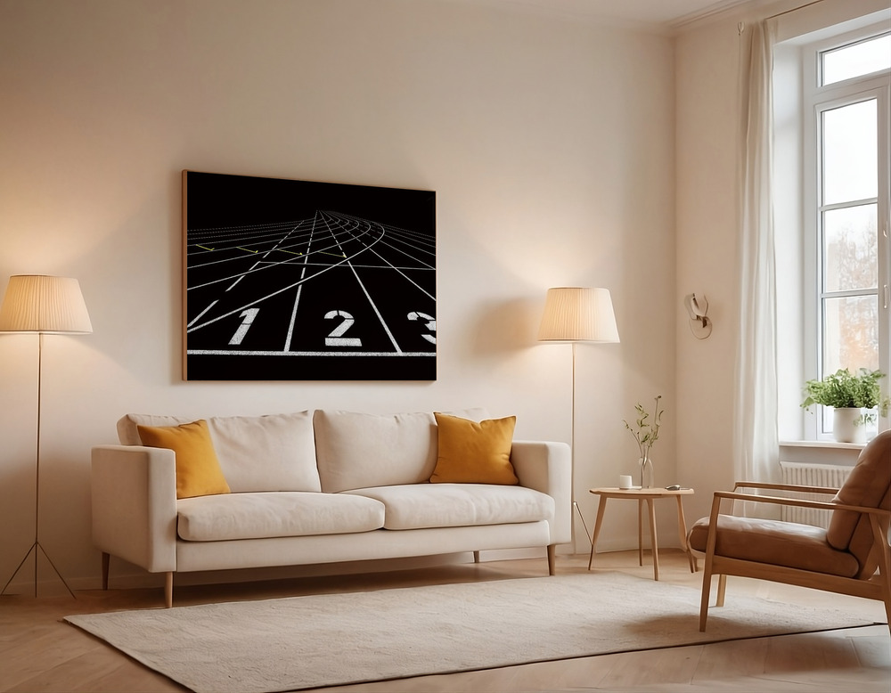 Canvas print - 123 over the sofa