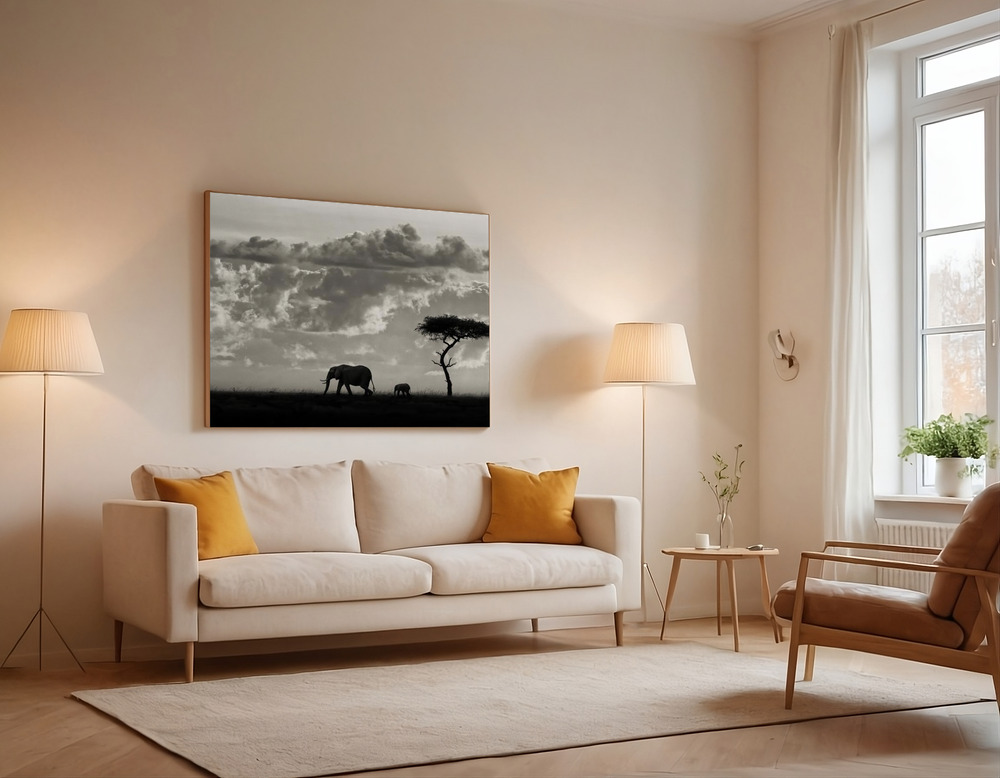 Canvas print - Silhouettes of Mara over the sofa