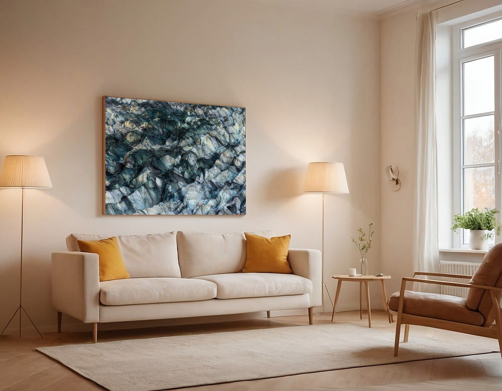 Canvas print - ICE Texture in Hopper Glacier over the sofa