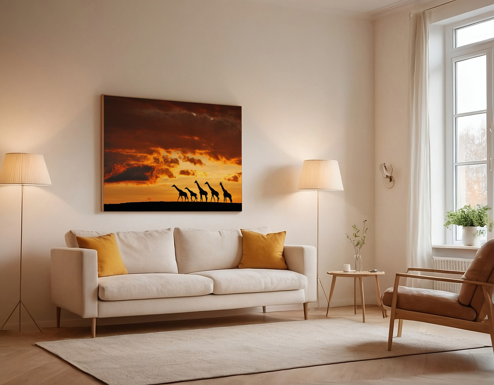 Canvas print - Five Giraffes over the sofa