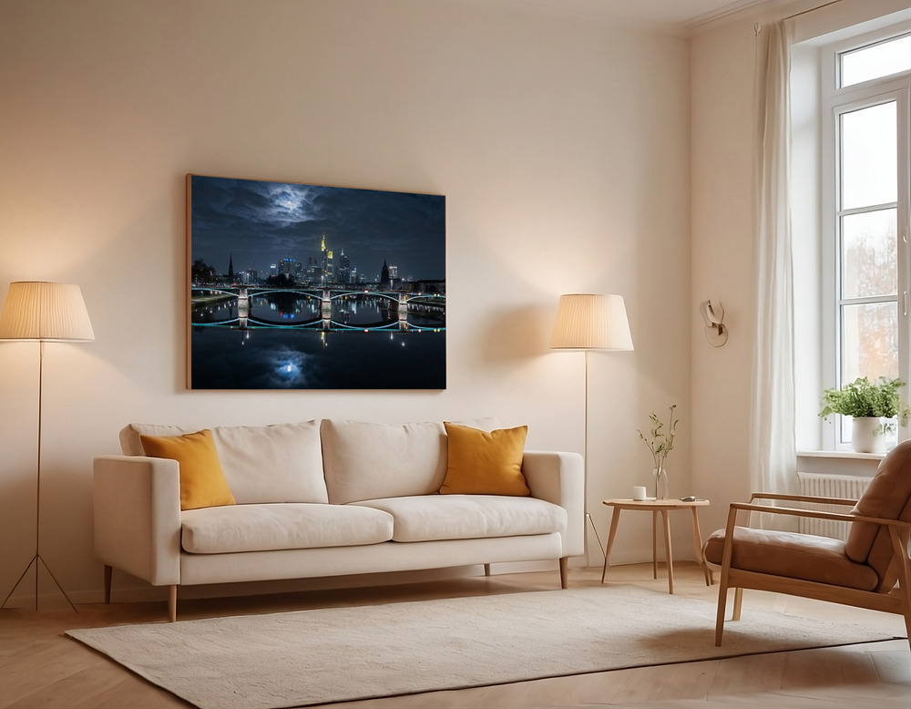 Canvas print - Frankfurt at Full Moon over the sofa
