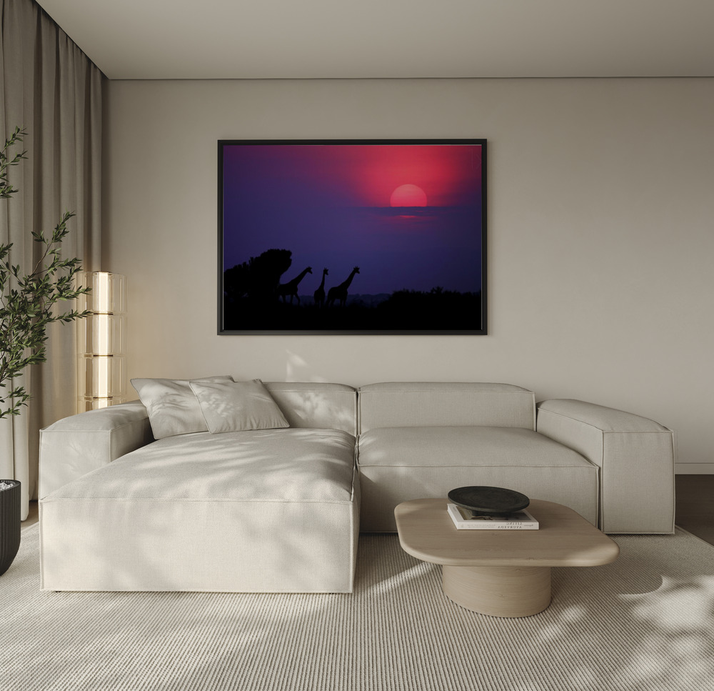 Canvas print - Sunrise in Uganda over the sofa