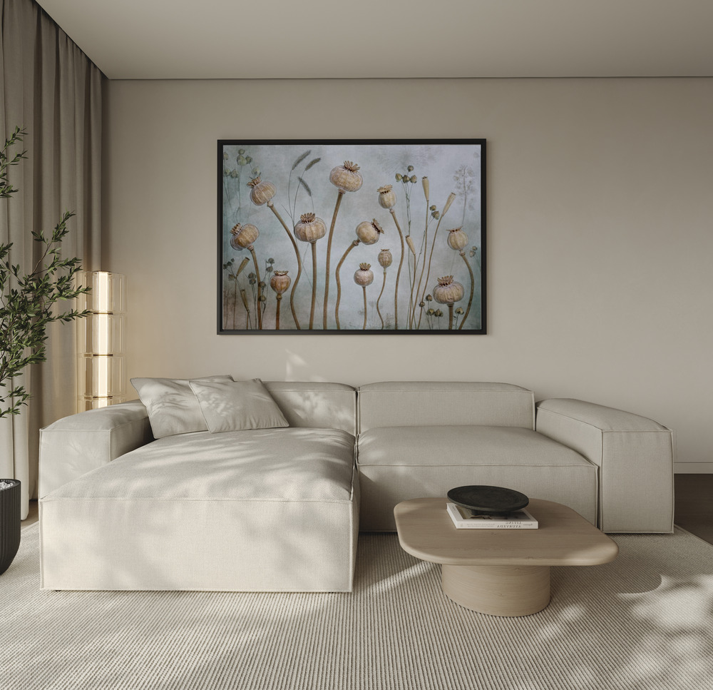 Toile - Papaver au-dessus du canapé