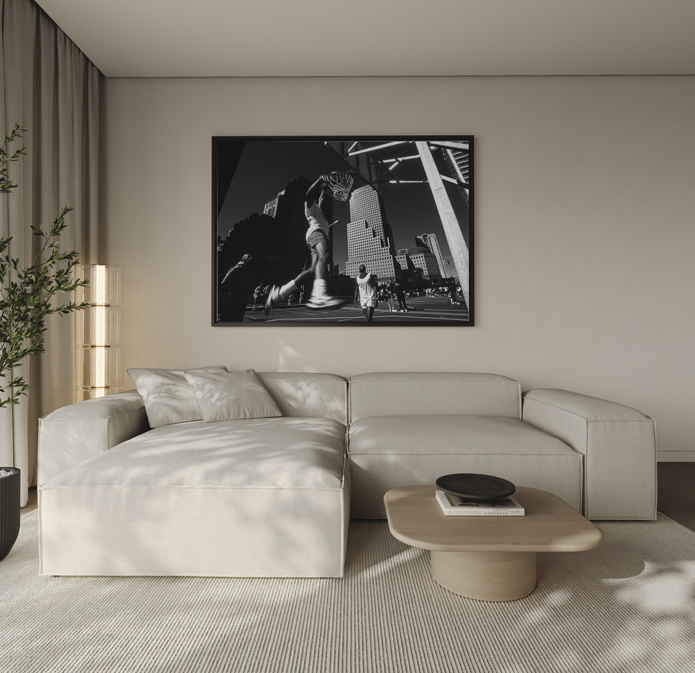 Canvas print - "Dunking" (from the series "Metropolis") over the sofa