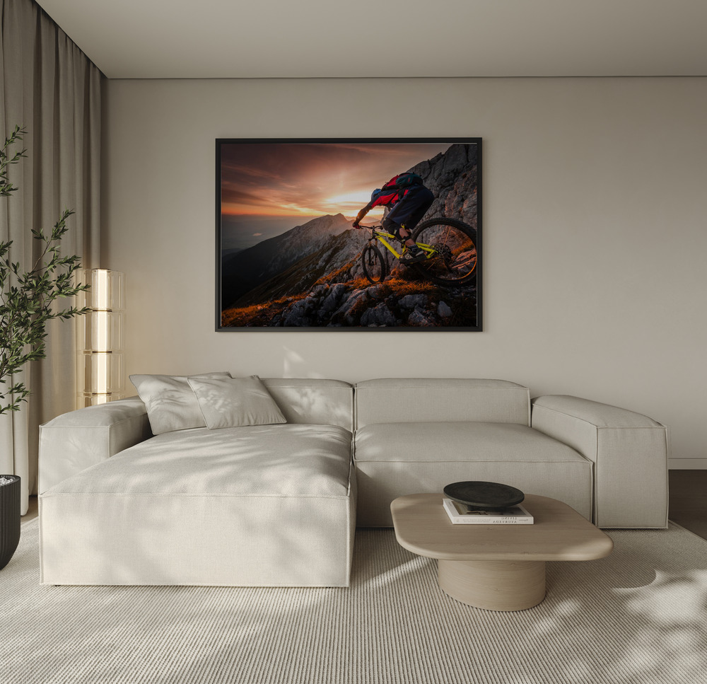 Canvas print - Golden hour high alpine ride over the sofa