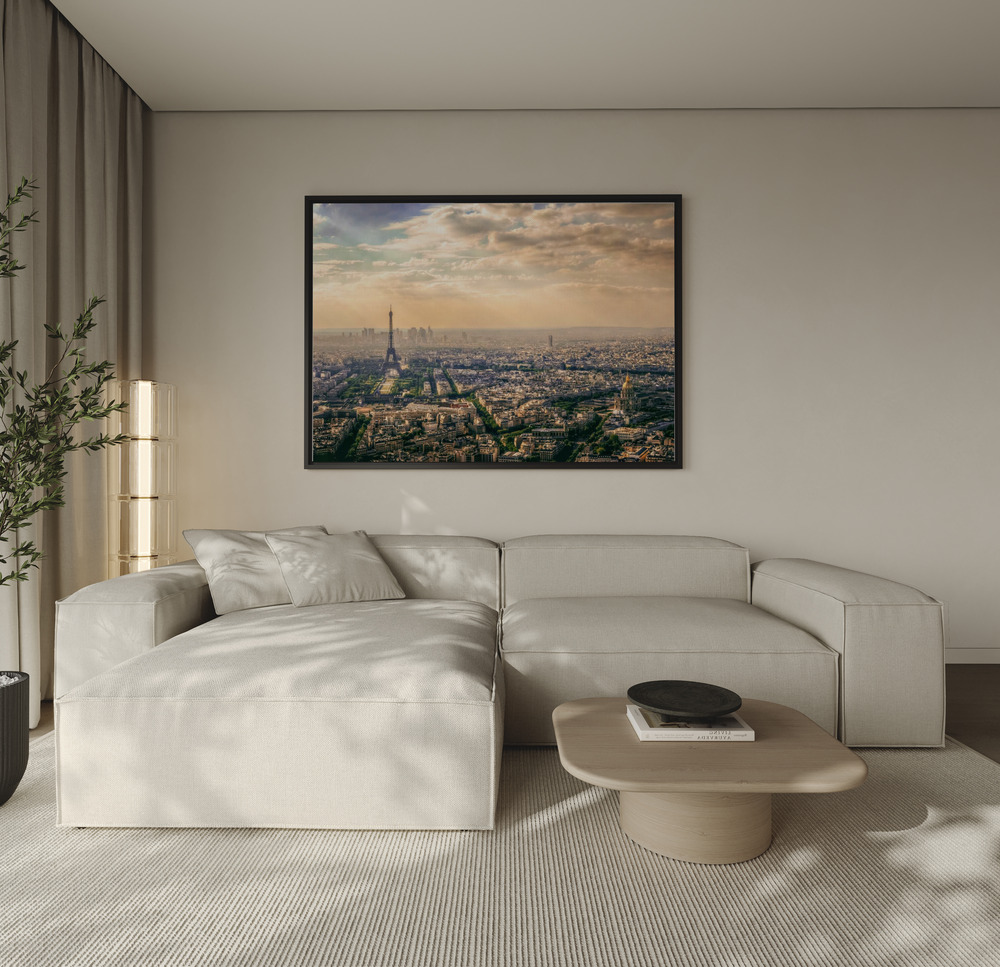 Toile - Paris, France au-dessus du canapé