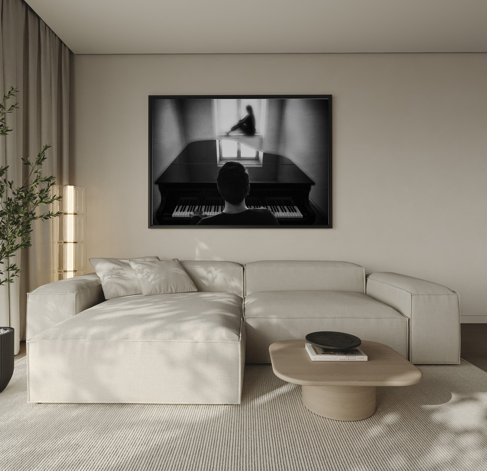 Canvas print - The pianist and his muse over the sofa