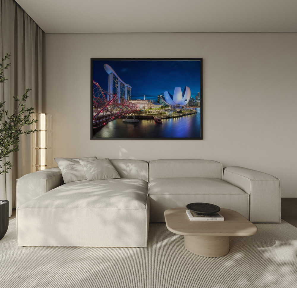 Canvas print - Singapore - Marina Bay Panorama over the sofa