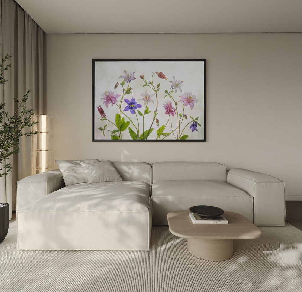 Toile - Columbine au-dessus du canapé