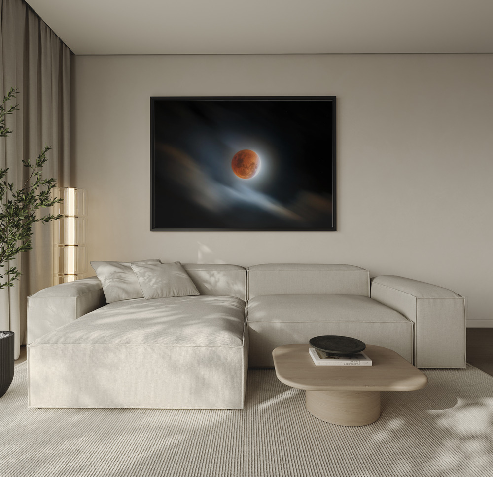 Canvas schilderi - Super blood lunar eclipse over de bank