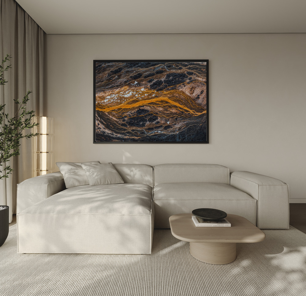 Toile - The pulse of the earth au-dessus du canapé
