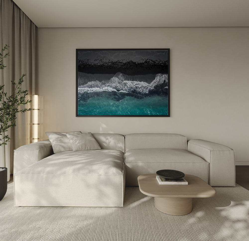 Canvas print - Black beach over the sofa