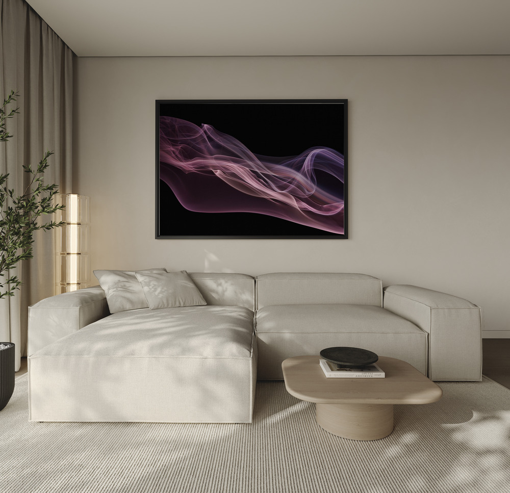 Canvas taulu - Floating purple in pink sohvan yli