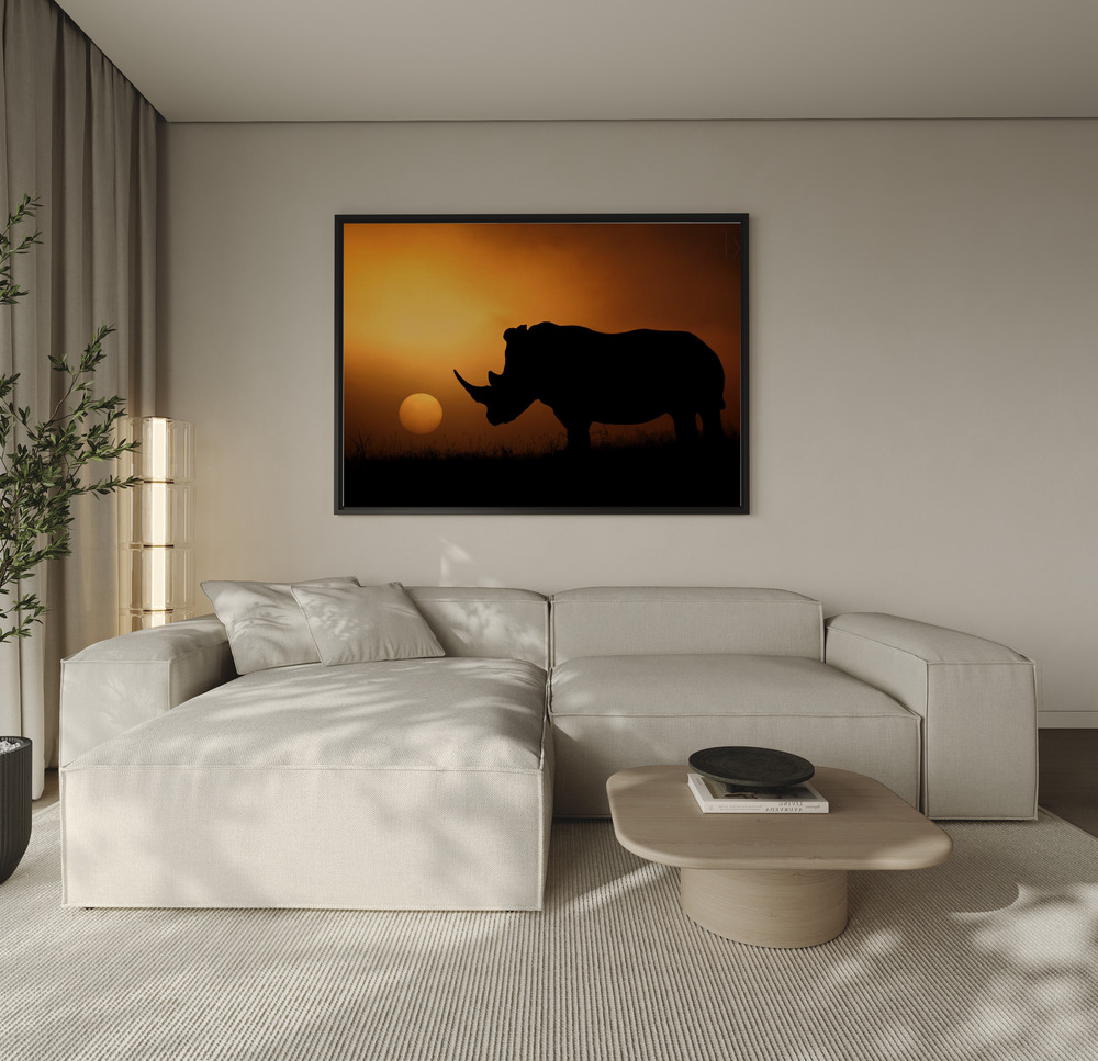 Canvas print - Rhino Sunrise over the sofa