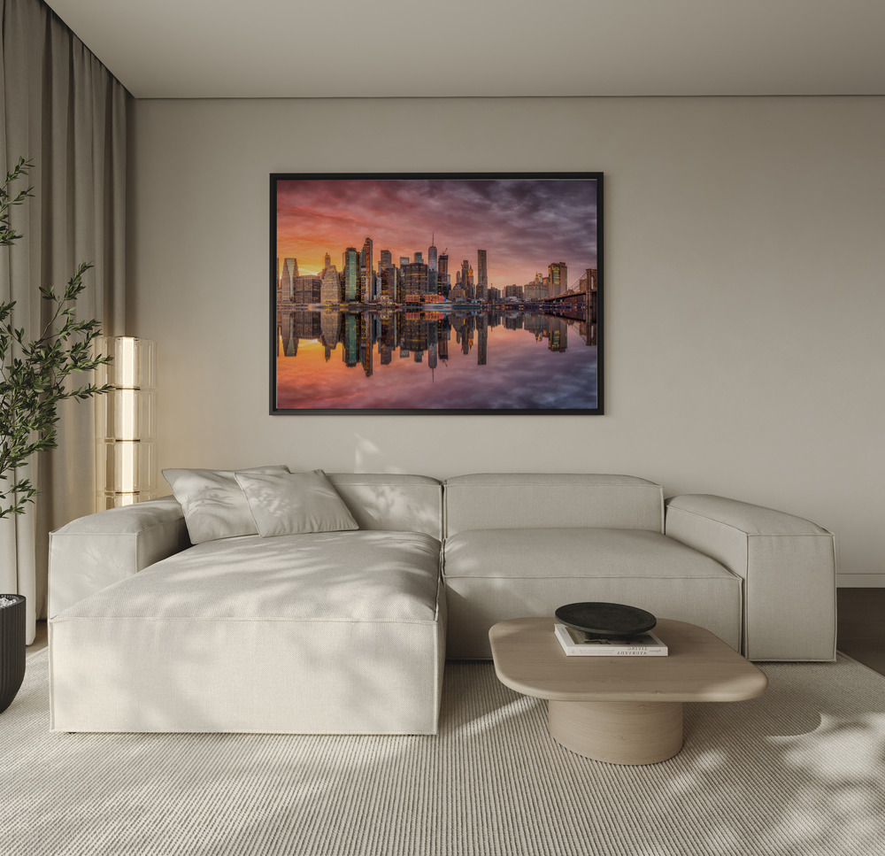 Canvas schilderi - Glow over de bank