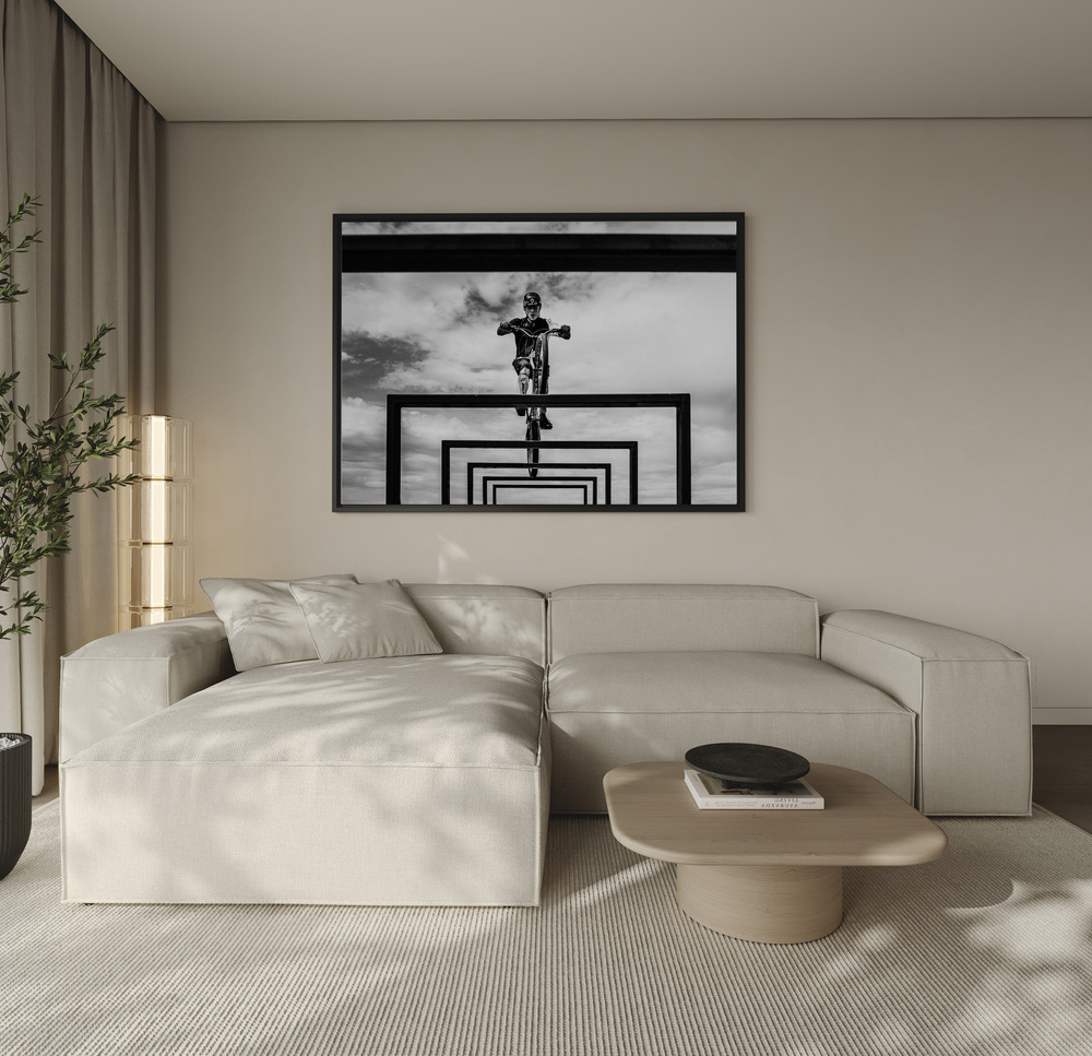 Canvas print - Trial Biker over the sofa