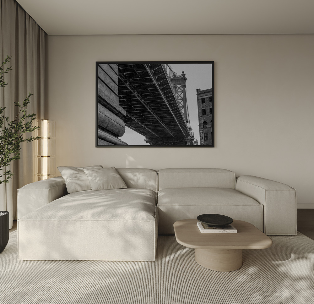 Canvas schilderi - Manhattan Bridge - Brooklyn New York over de bank