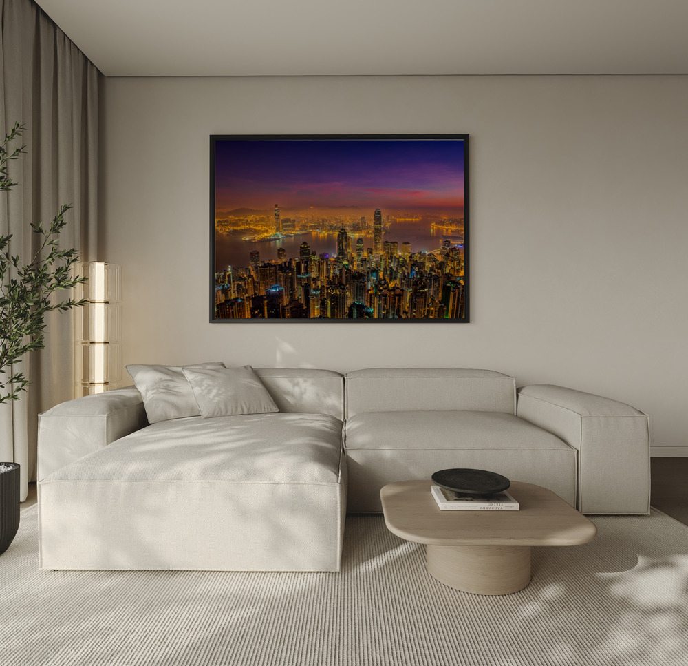 Canvas print - Hong Kong sunrise over the sofa