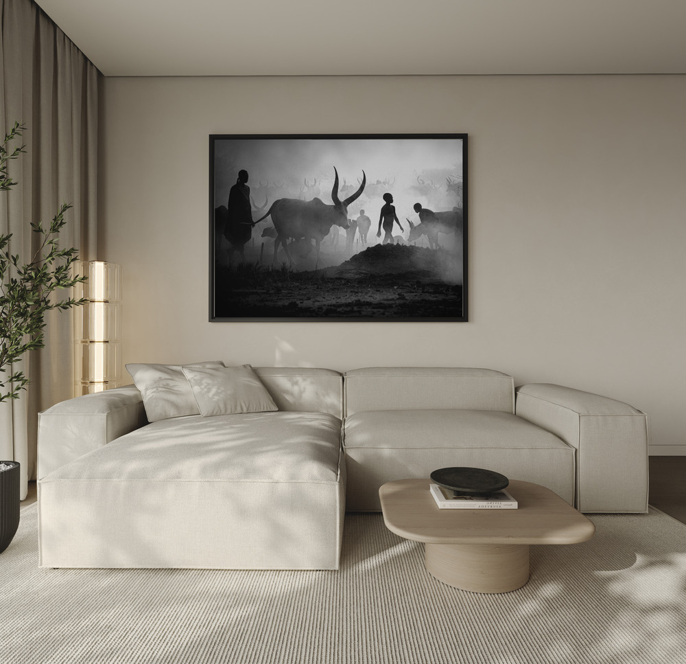 Canvas print - Mundari cattle camp over the sofa