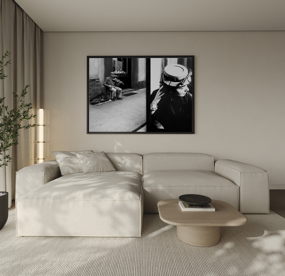 Canvas schilderi - She's bored over de bank