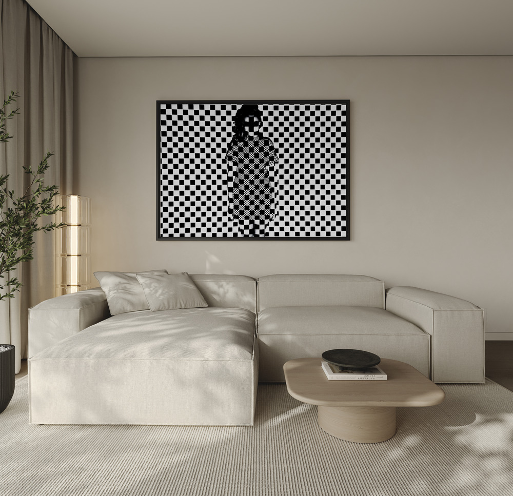Canvas print - Chess Board - one more Black Square over the sofa