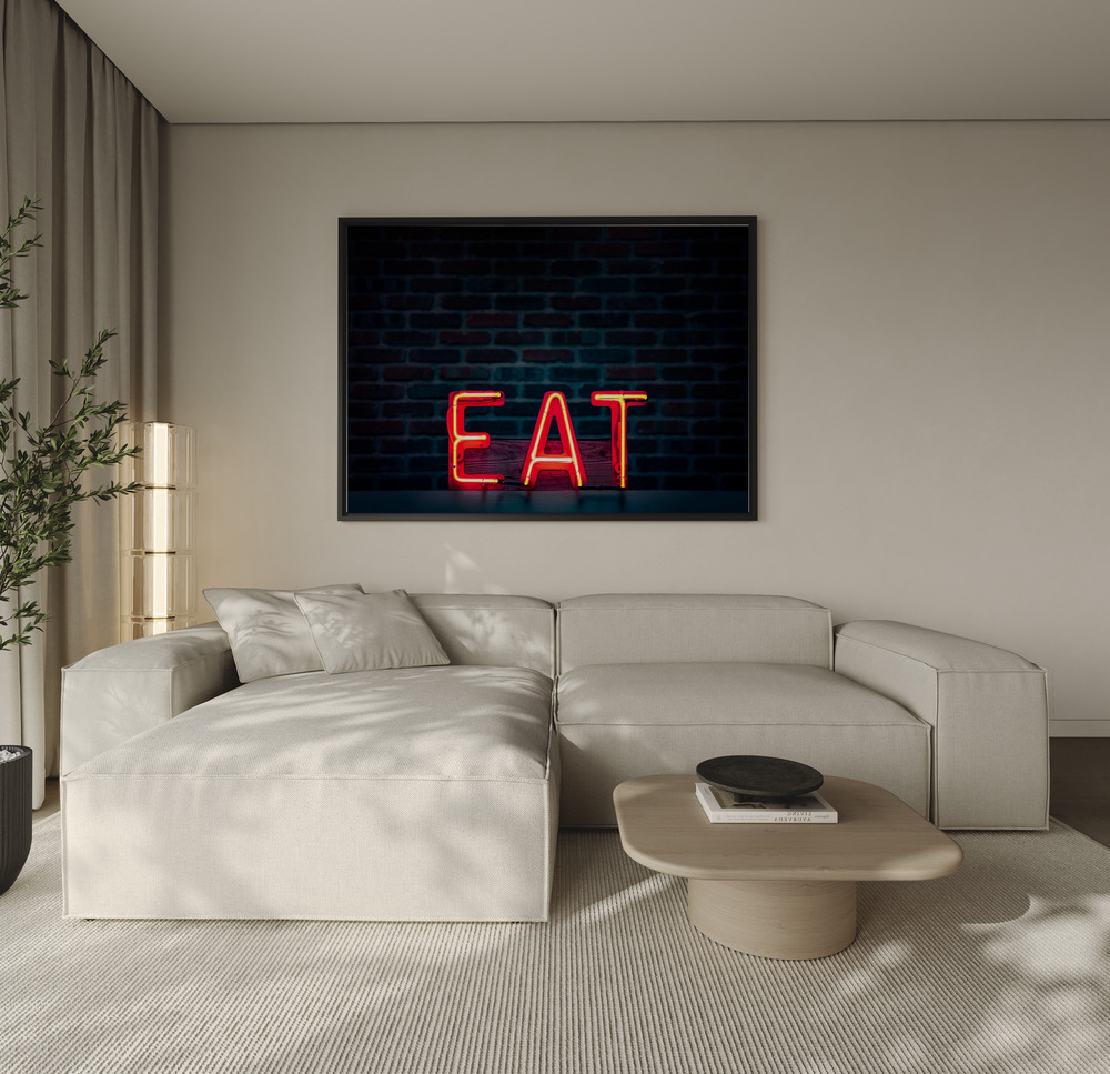 Stampe su tela - Eat in Neon over the sofa