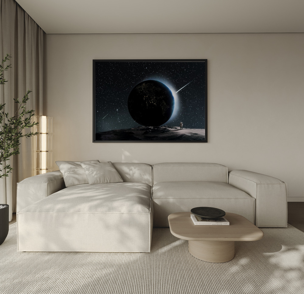 Canvas print - 照片与地球 over the sofa