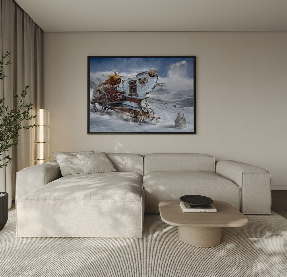 Canvas schilderi - An insurmountable obstacle over de bank
