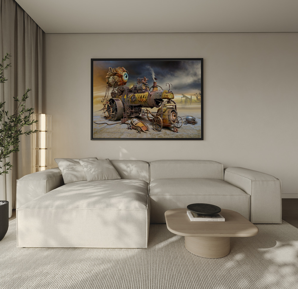 Canvas schilderi - TAXI over de bank