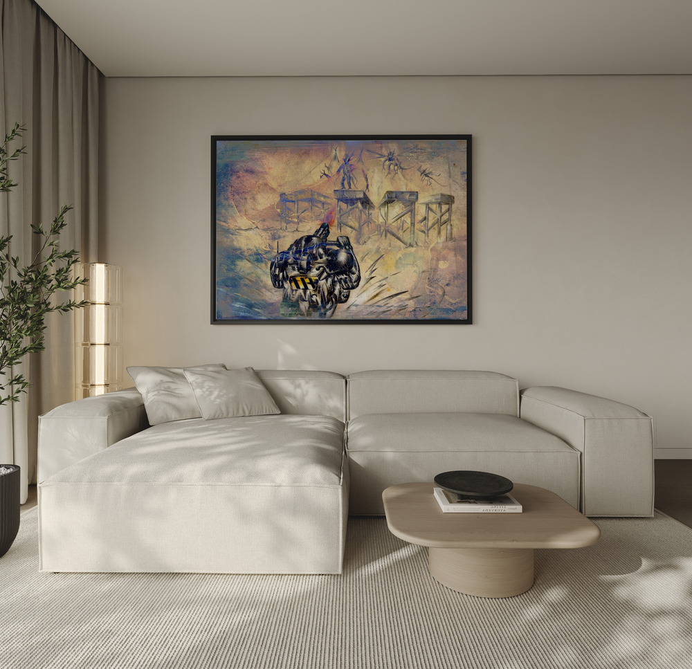 Canvas schilderi - Space soldier against Aliens over de bank