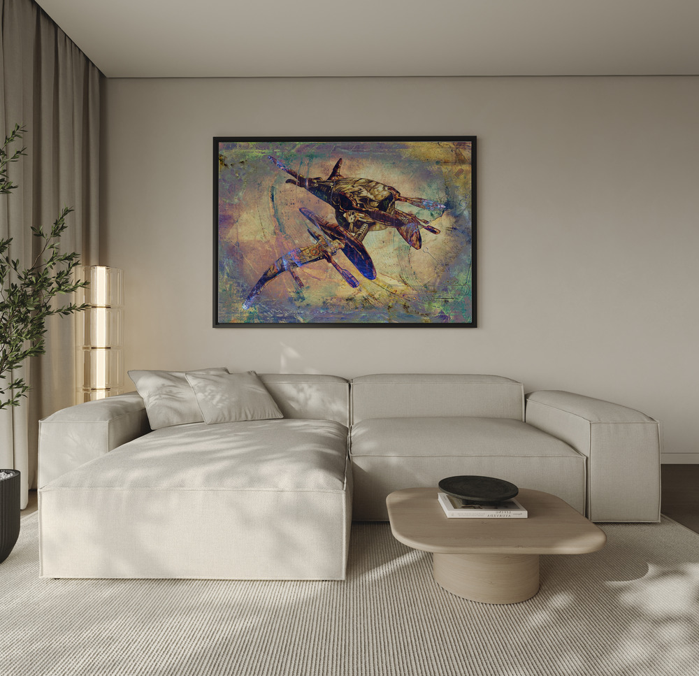 Canvas schilderi - Space ship art over de bank
