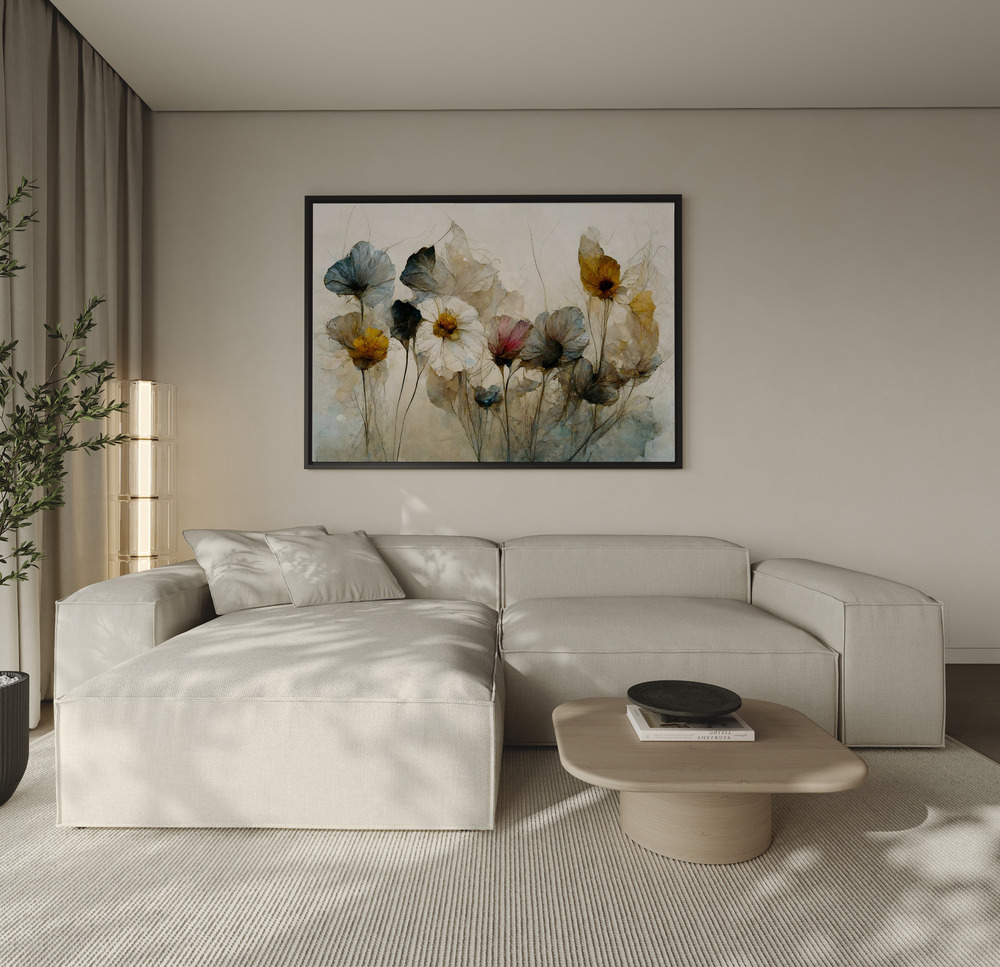 Canvas schilderi - Dry Flower Bouquet over de bank