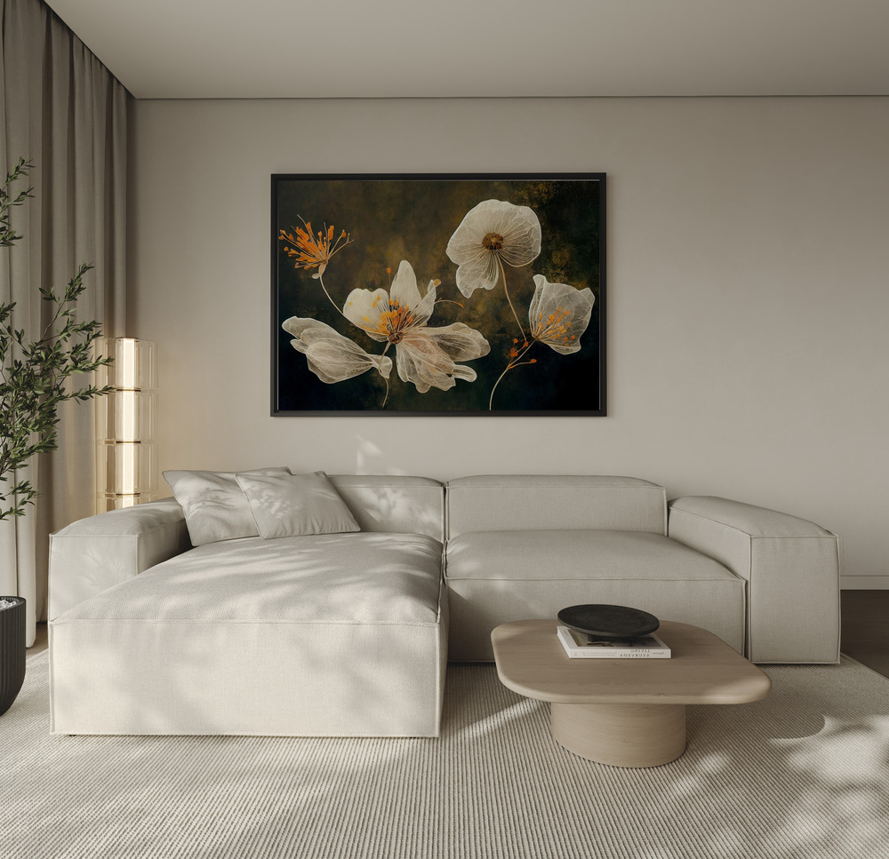 Canvas print - Transparent Flowers over the sofa