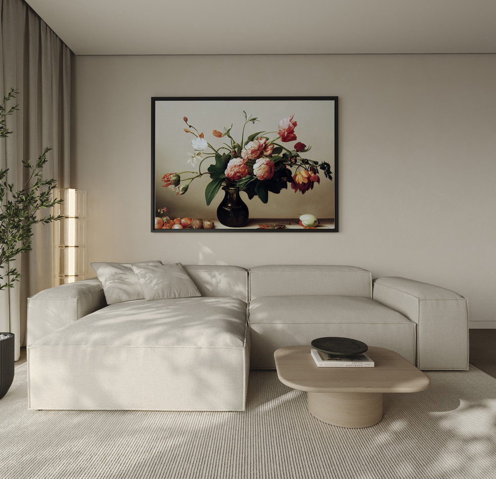 Canvas print - Pink Peony over the sofa