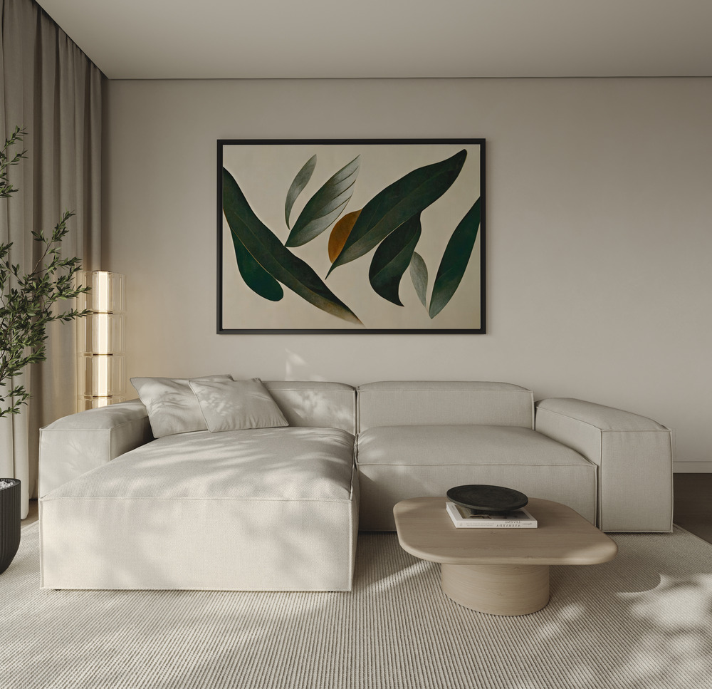 Lærred - Floating Leafs over the sofa