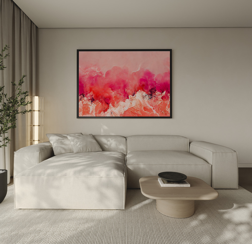 Canvas schilderi - Pink Wave over the sofa